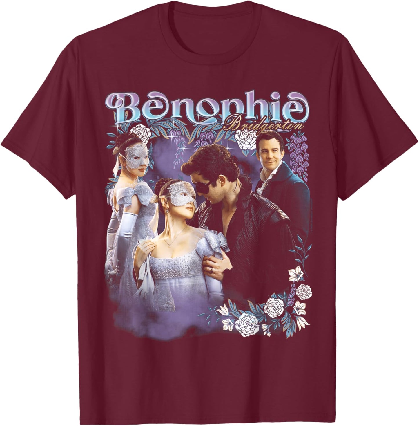 Bridgerton Benophie Heartthrob Officially Licensed T-Shirt - T-Shirt | Maroon