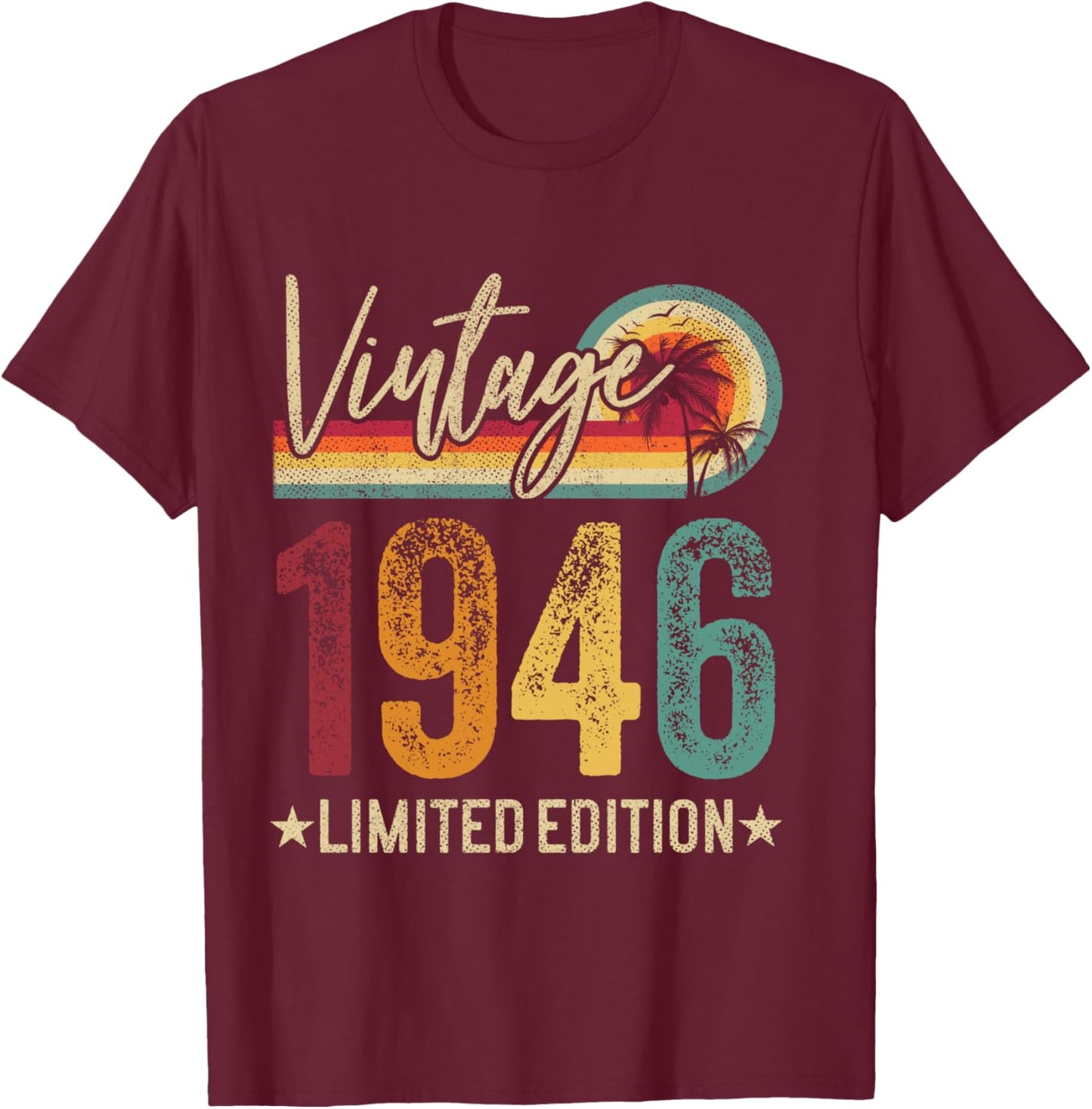 Retro 1946 80 Years Old 80th Birthday Vintage Men Women T-Shirt - T-Shirt | Maroon