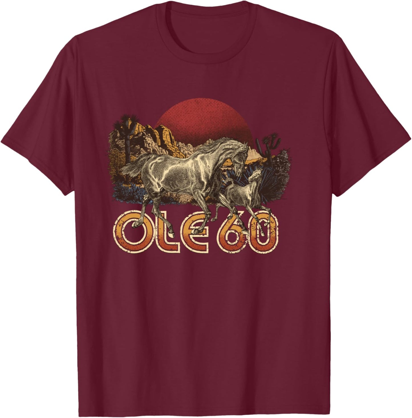 Ole 60 Horse Graphic T-Shirt - T-Shirt | Maroon