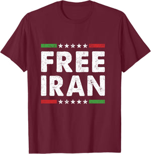 Free Iran Symbol Flag Heartbeat Freedom Love Men Women T-Shirt - T-Shirt | Maroon