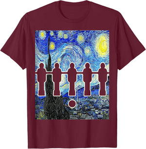 Foosball Starry Night Table Soccer Van Gogh Funny T-Shirt - T-Shirt | Maroon