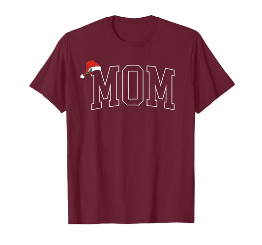 Mom Merry Christmas Santa Hat Xmas Holiday Family Matching T-Shirt