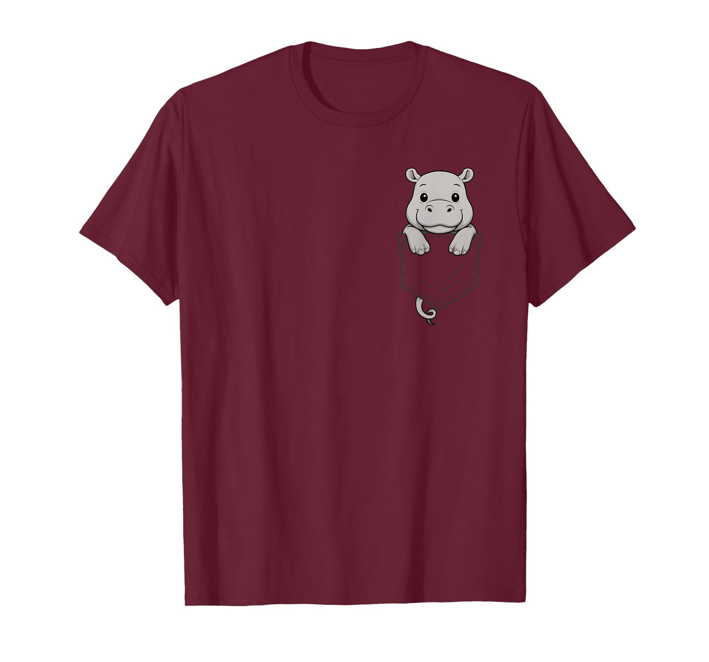 Funny Hippo Peeking in Pocket Hippopotamus Animal Lover T-Shirt