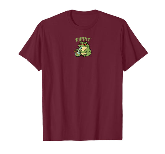 Rippit Stoner Frog Smoking Marijuana Funny Stoner Weed Meme T-Shirt