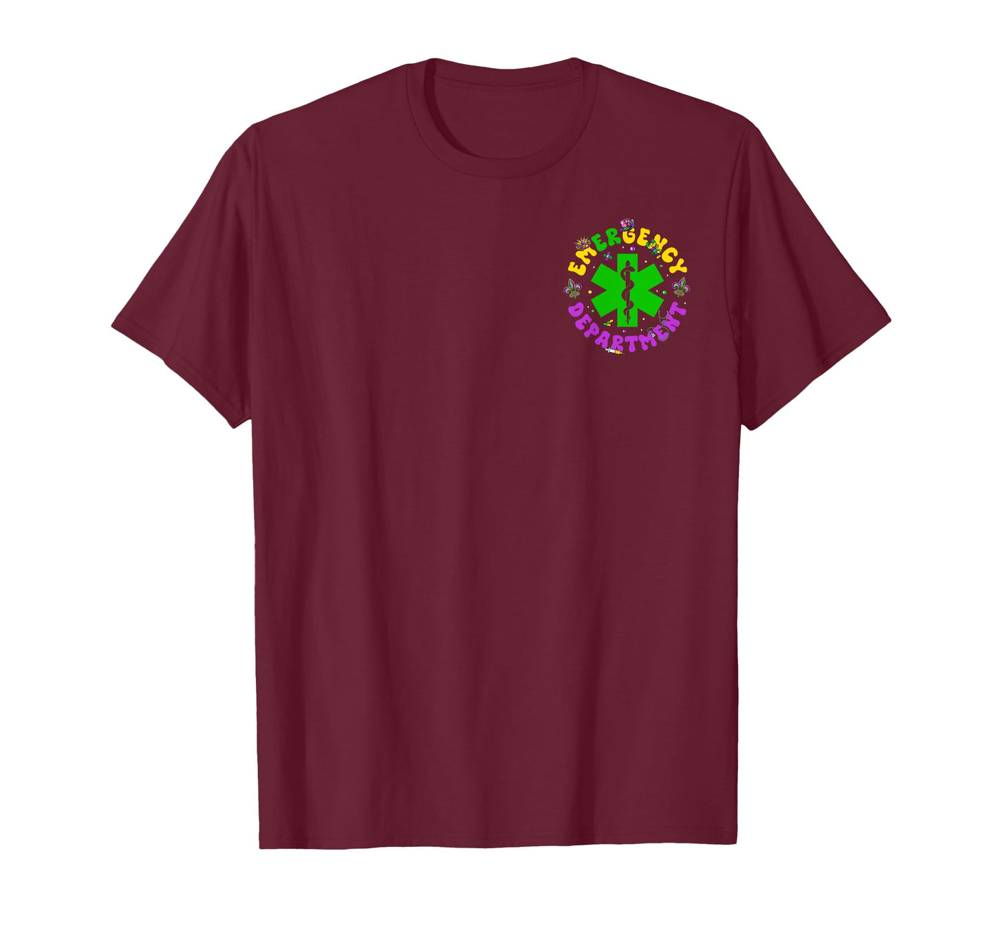 Emergency Department Emergency Room 2 Side Nurse Mardi Gras T-Shirt