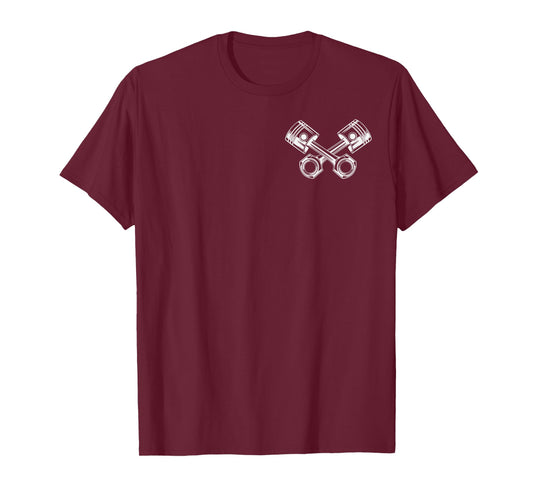 Car Mechanic Piston Artwork Auto Engine Garage Guy T-Shirt