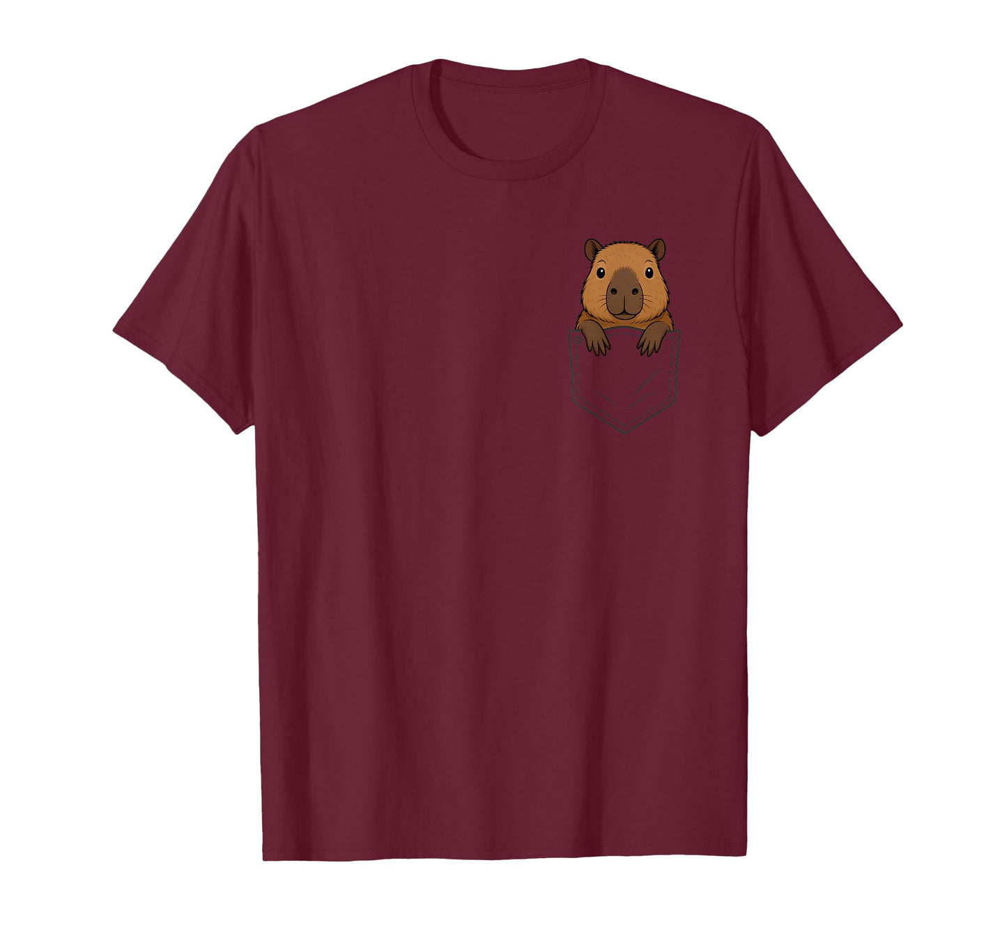 Funny Capybara Peeking in Pocket Capy Rodent Animal Lover T-Shirt
