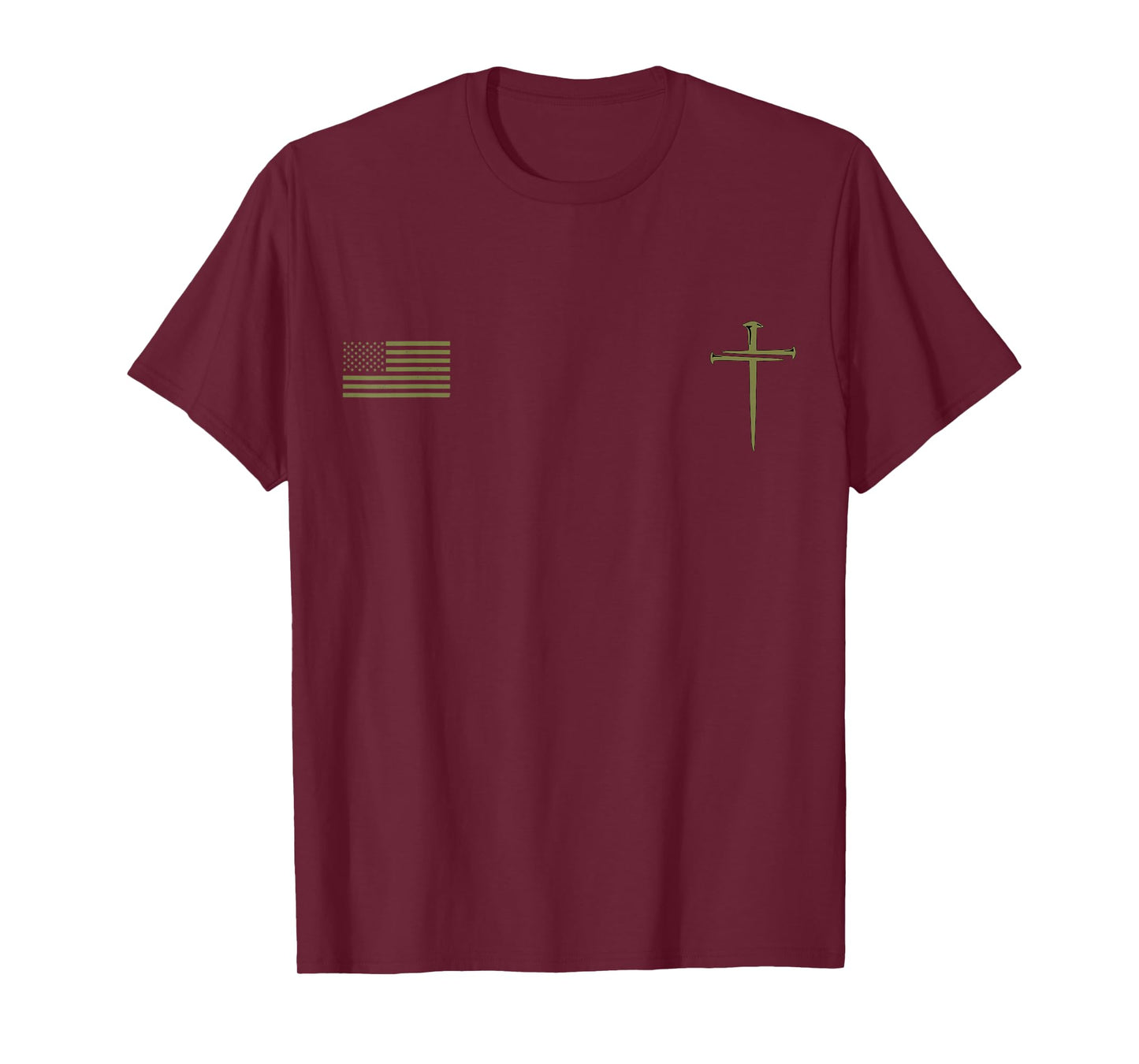 Funny Christian Jesus Christ Three Nails Cross American Flag T-Shirt
