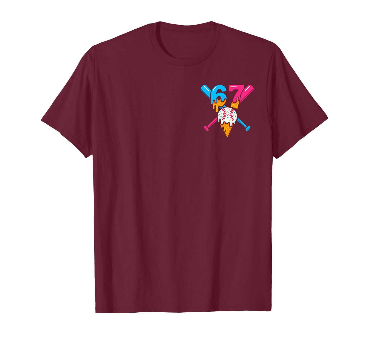 Baseball Drip Number 67 Fun Six Seven 6 7 Meme 2 Sided T-Shirt