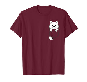Funny Samoyed Peeking in Pocket Dog Puppy Pet Animal Lover T-Shirt