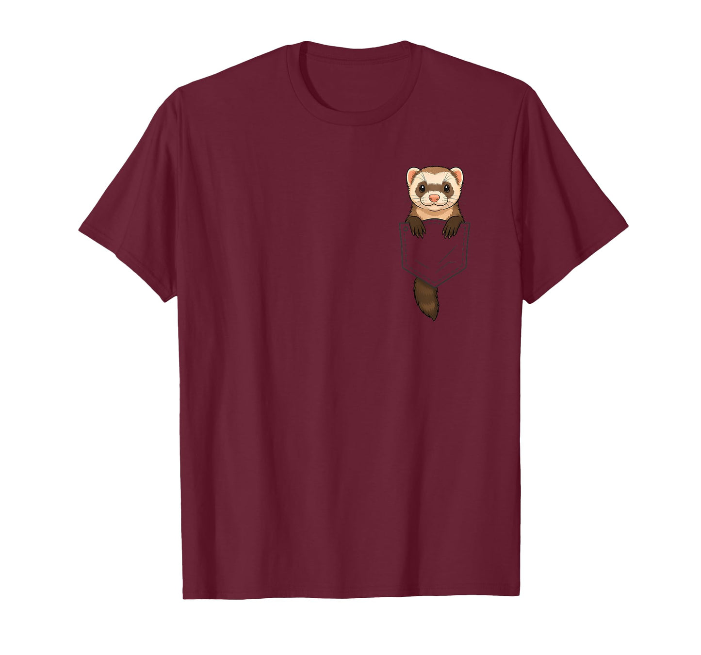 Funny Ferret Peeking in Pocket Animal Lover Men Women Kids T-Shirt