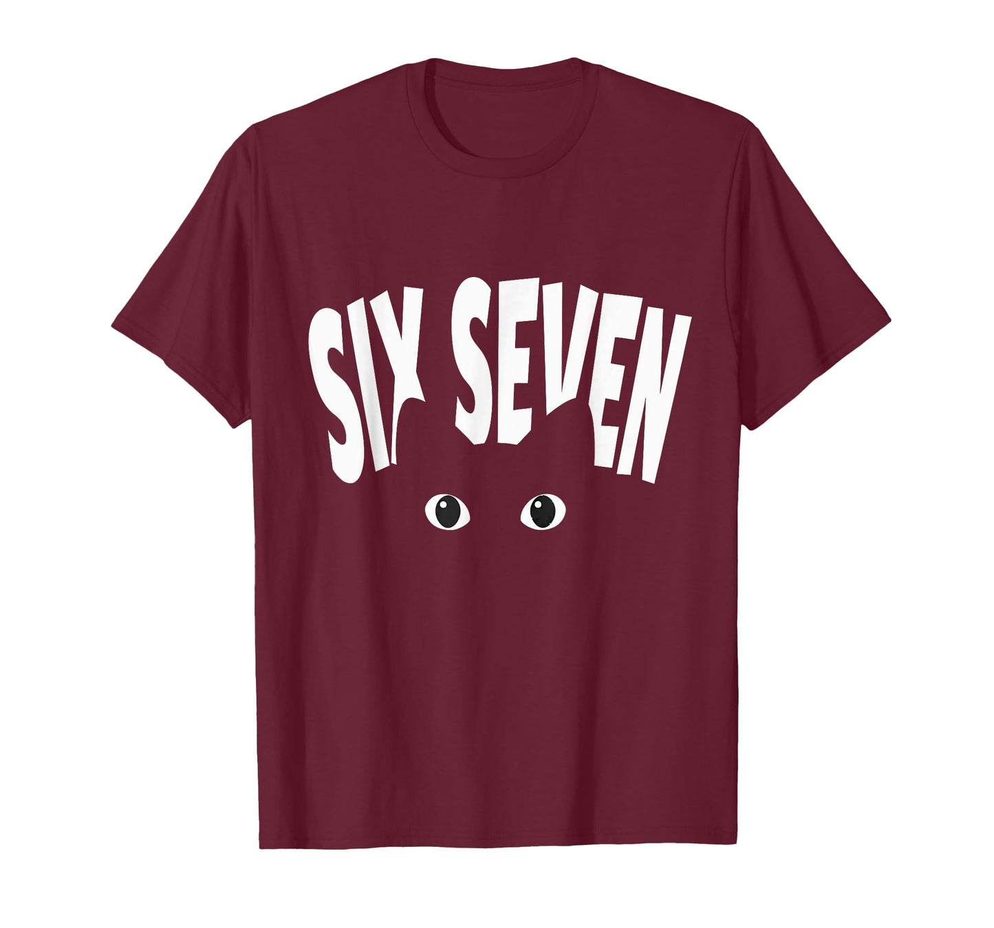 Funny 6-7 Meme Design Six Seven Peeking Cat Graphic T-Shirt