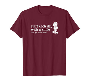 Garfield Start Each Day with a Smile Funny Cartoon Cat T-Shirt