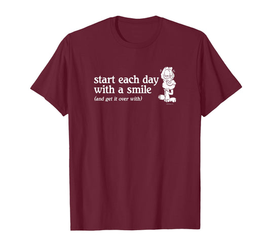 Garfield Start Each Day with a Smile Funny Cartoon Cat T-Shirt