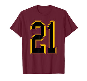 Black and Gold Number 21 Jersey Player Uniform #21 T-Shirt