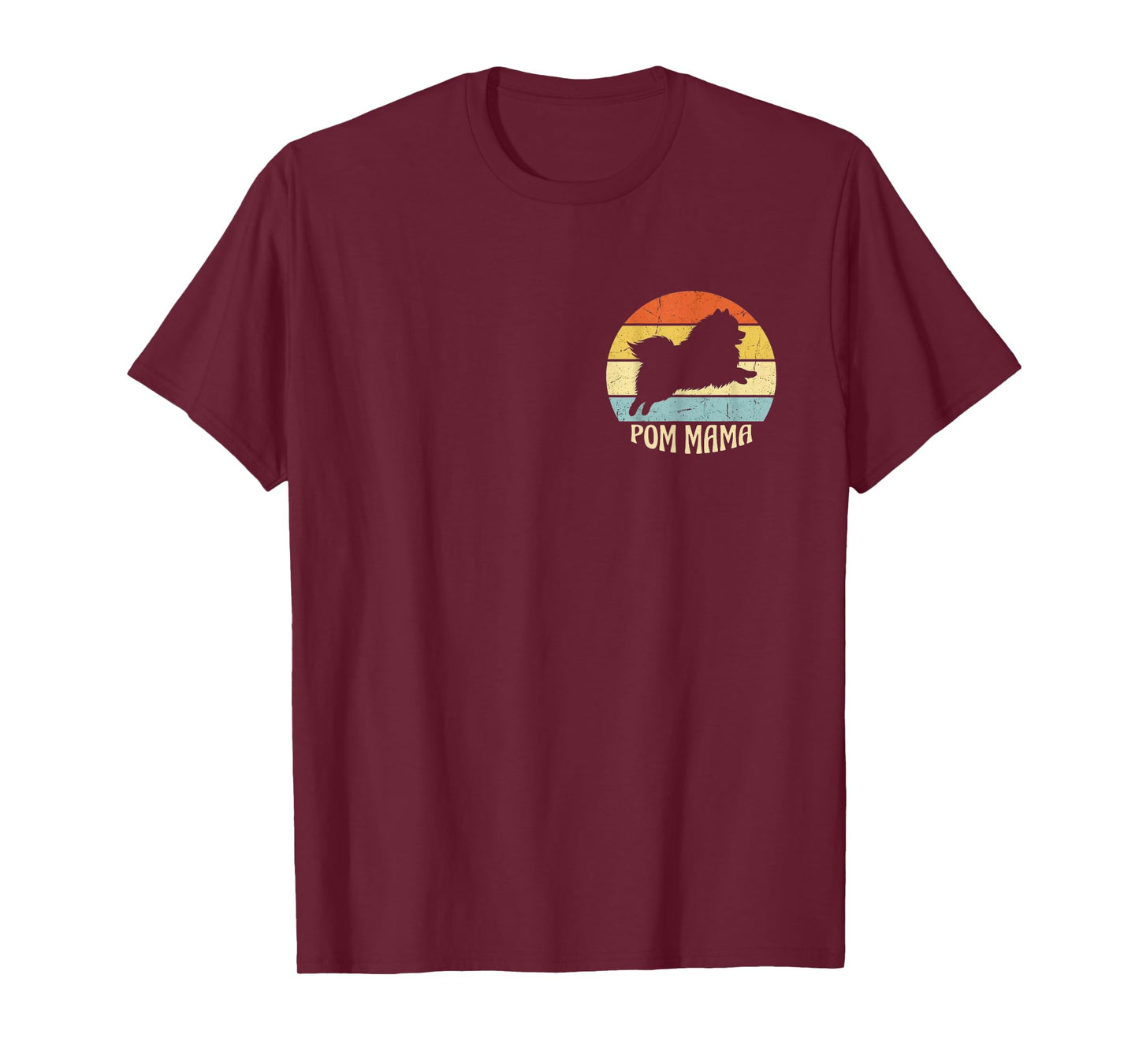 Pom Mama Retro Pomeranian Dog Vintage Sunset Art T-Shirt