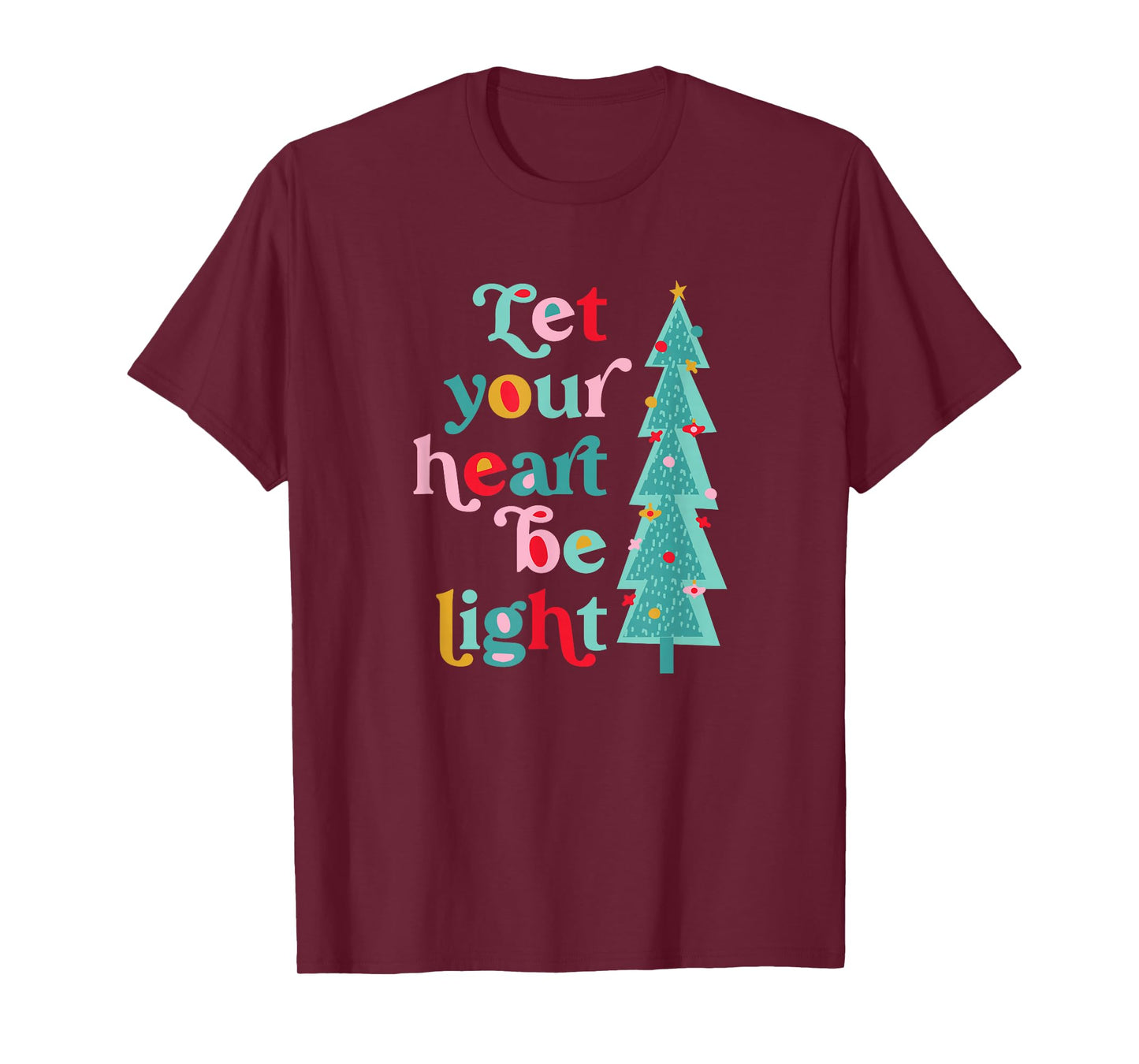 Let Your Heart Be Light Christmas, Retro Pastel Holiday T-Shirt