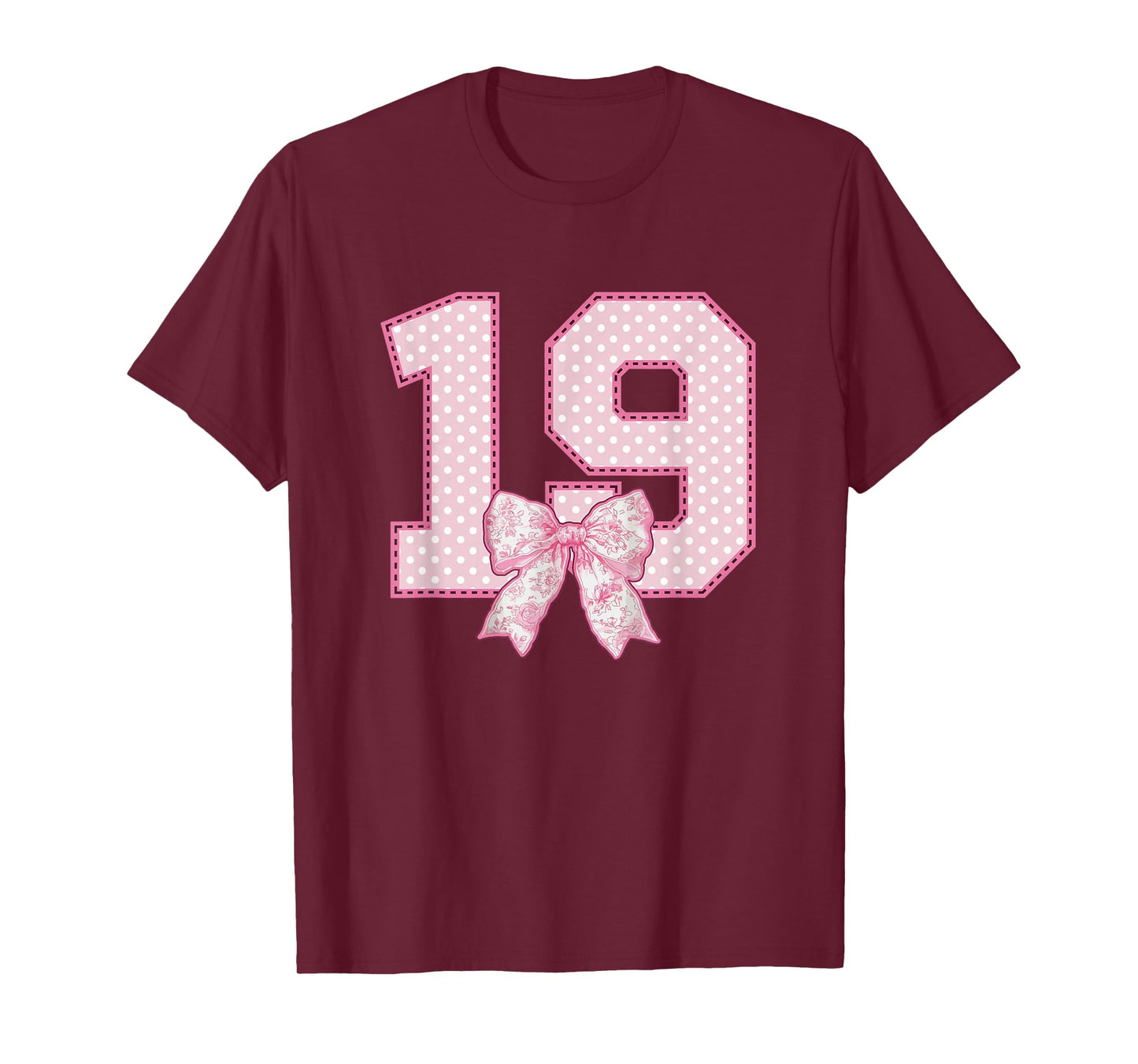 19th Birthday Shirt Women Coquette Bow 19 Year Old Birthday T-Shirt