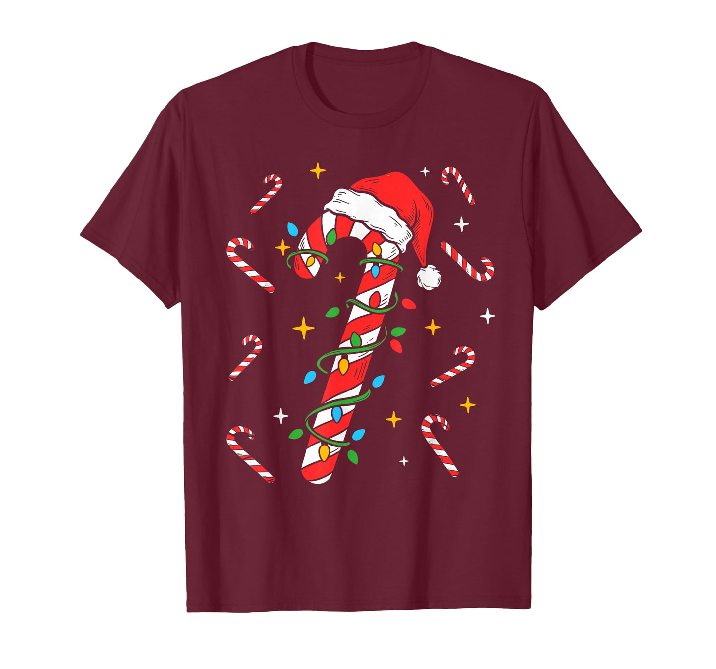 Candy Cane Christmas Shirt Santa Hat Family Matching Xmas T-Shirt