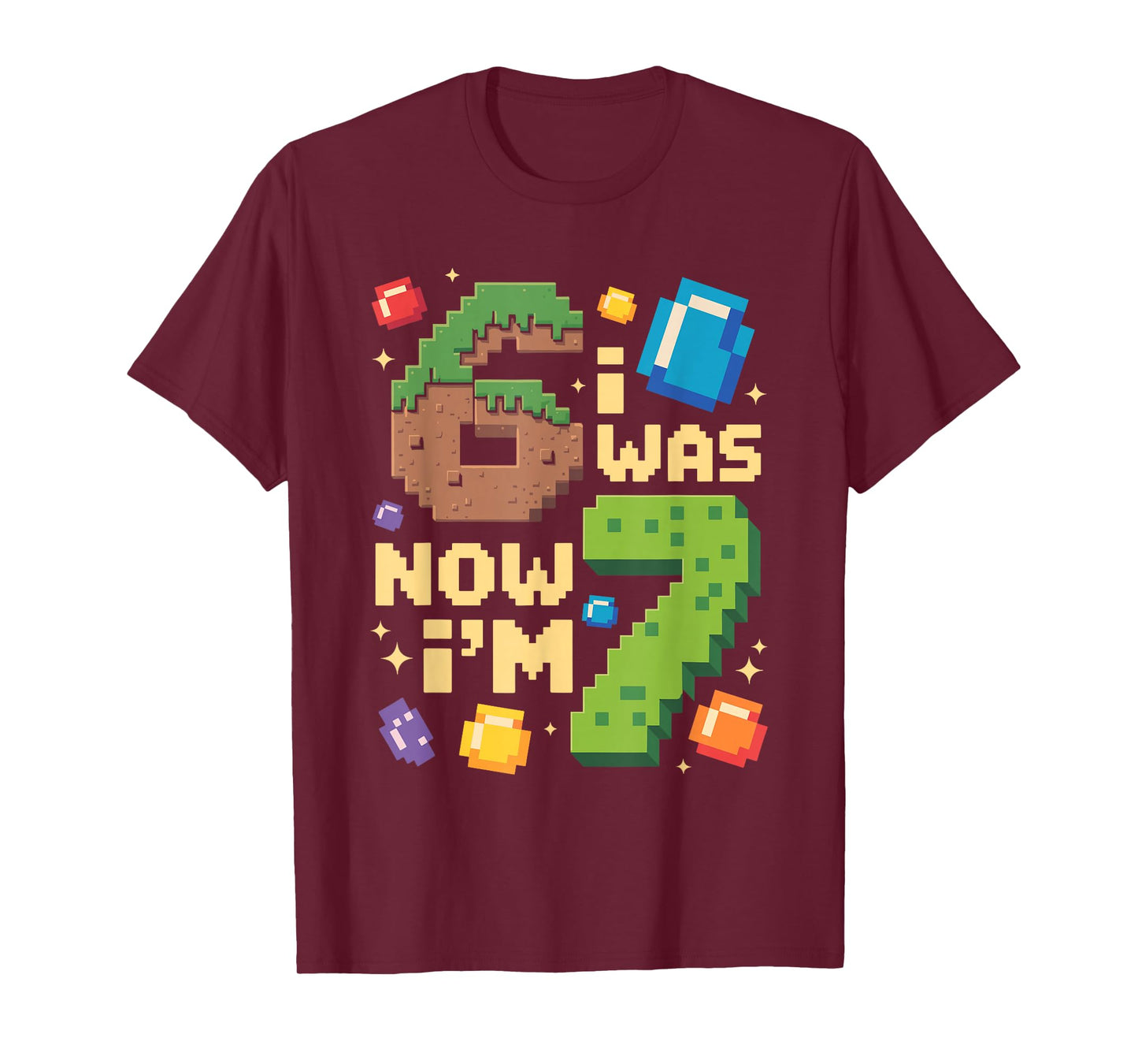 Retro I was 6 Now I'm 7 Birthday Gift for Boys Kid Cute T-Shirt