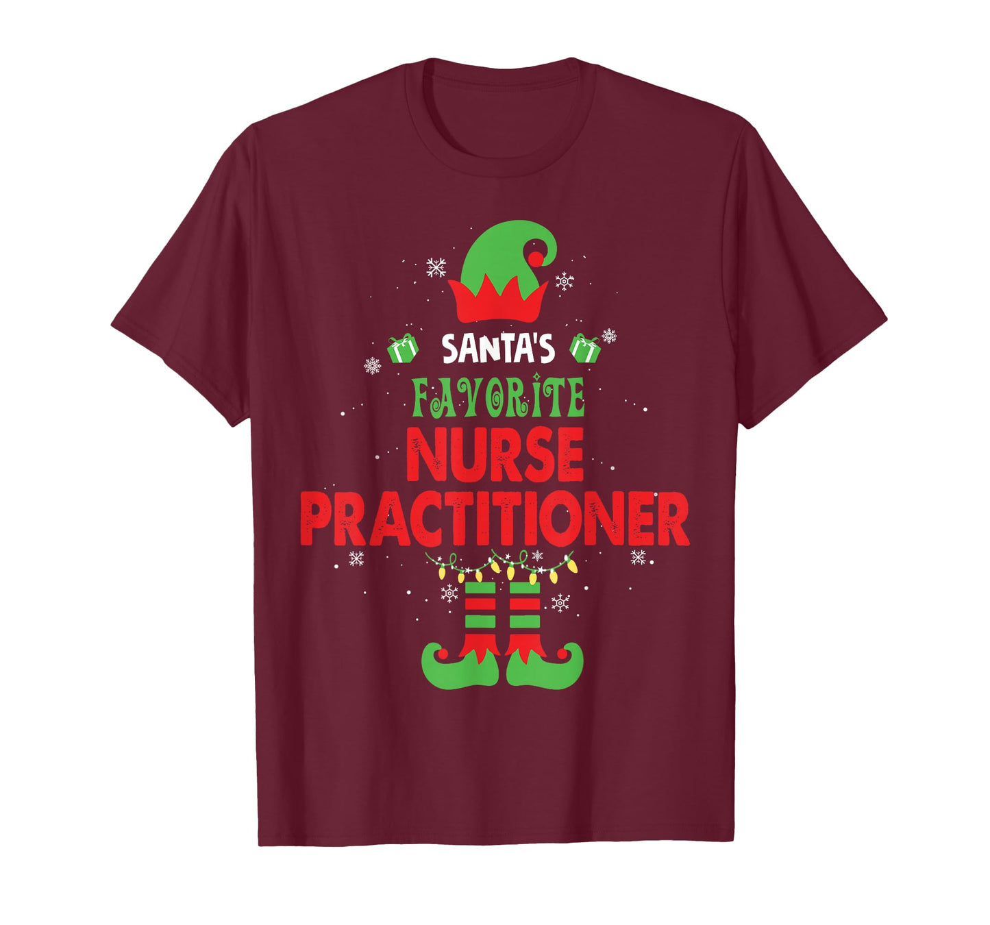 Santa's Favorite Nurse Practitioner Funny Elf Family Xmas T-Shirt