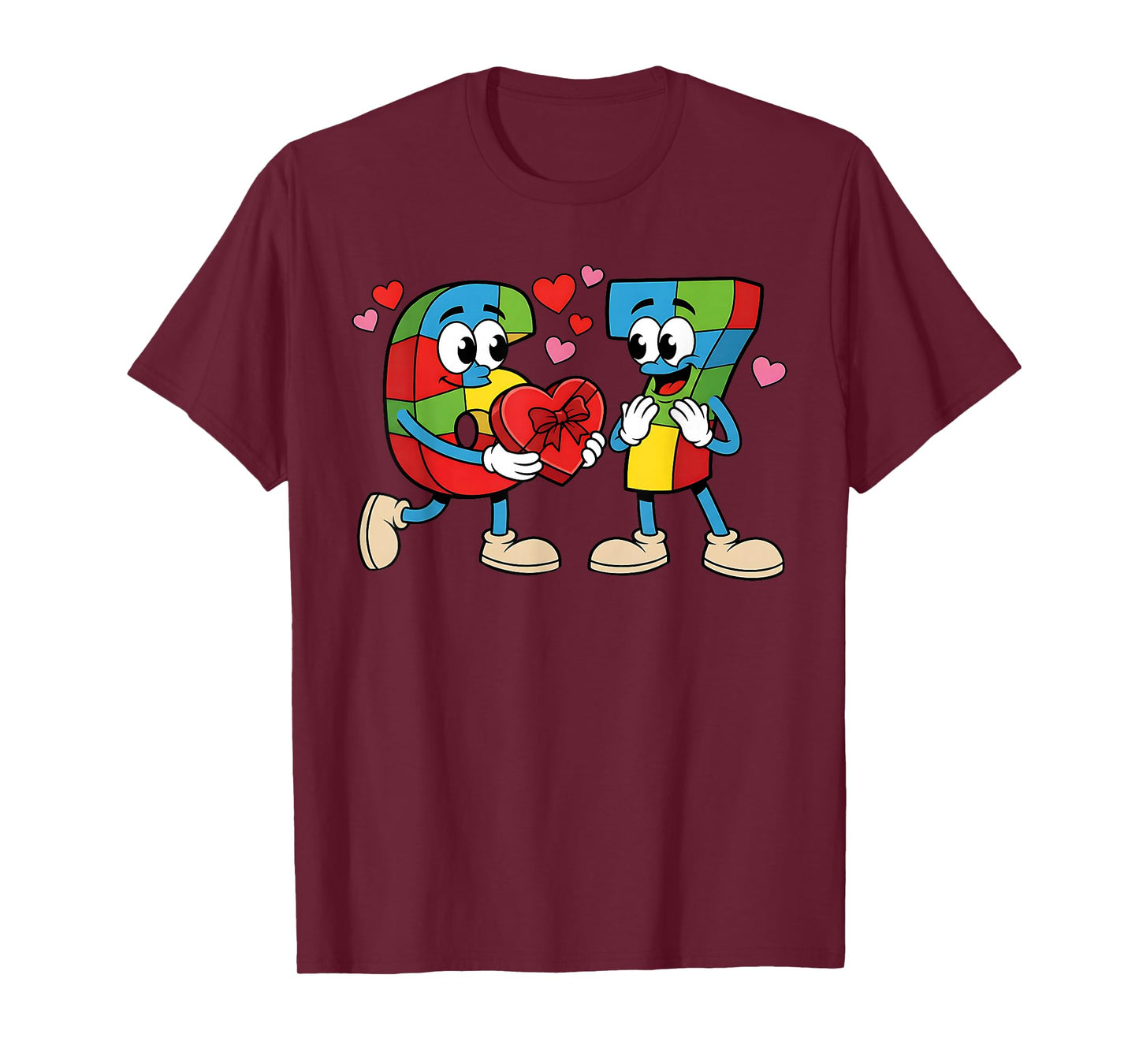 Funny 6 7 Valentines Gen Alpha Six Seven 67 Valentine’s Day T-Shirt