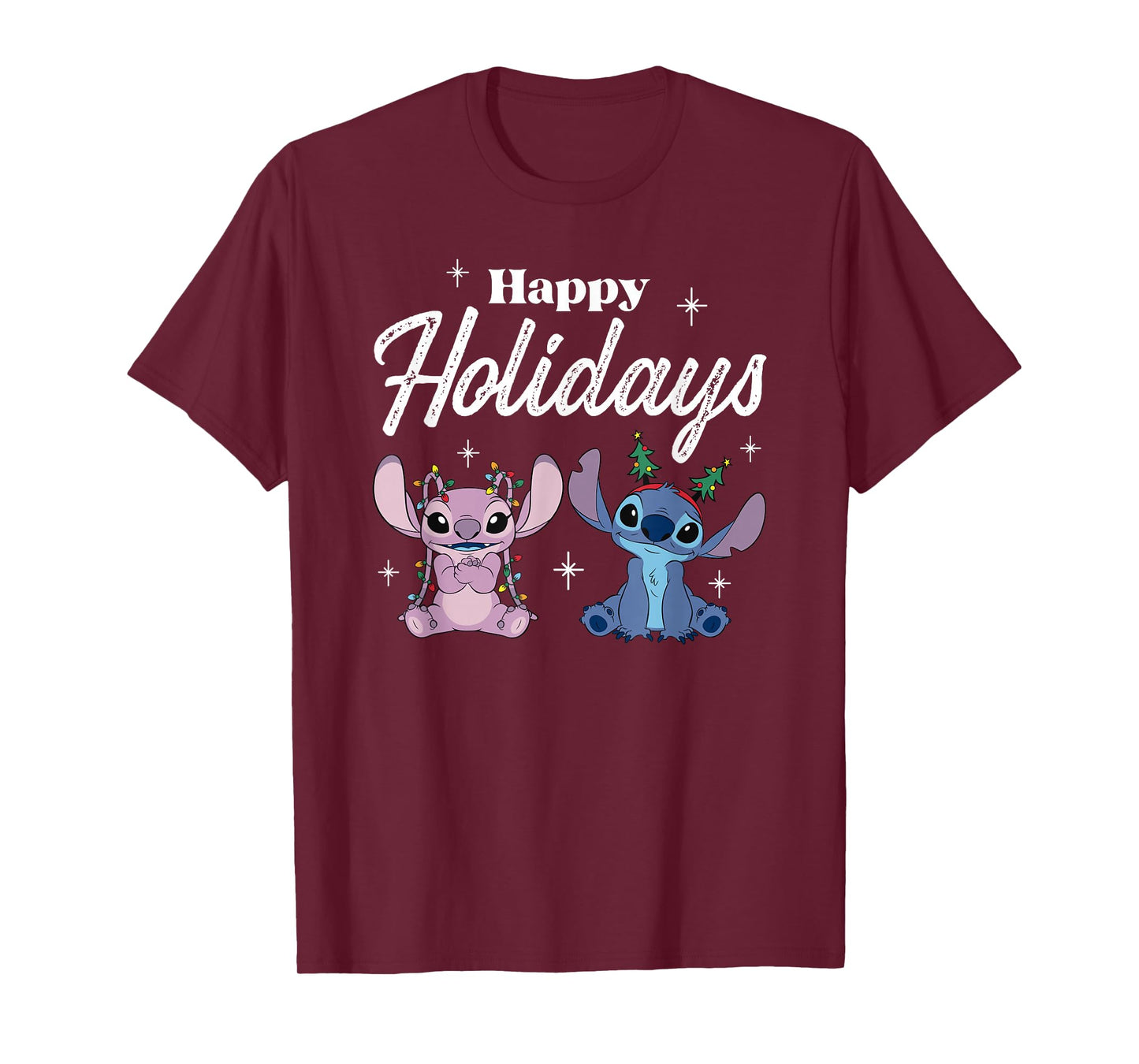 Disney Lilo & Stitch Christmas Happy Holidays Stitch & Angel T-Shirt
