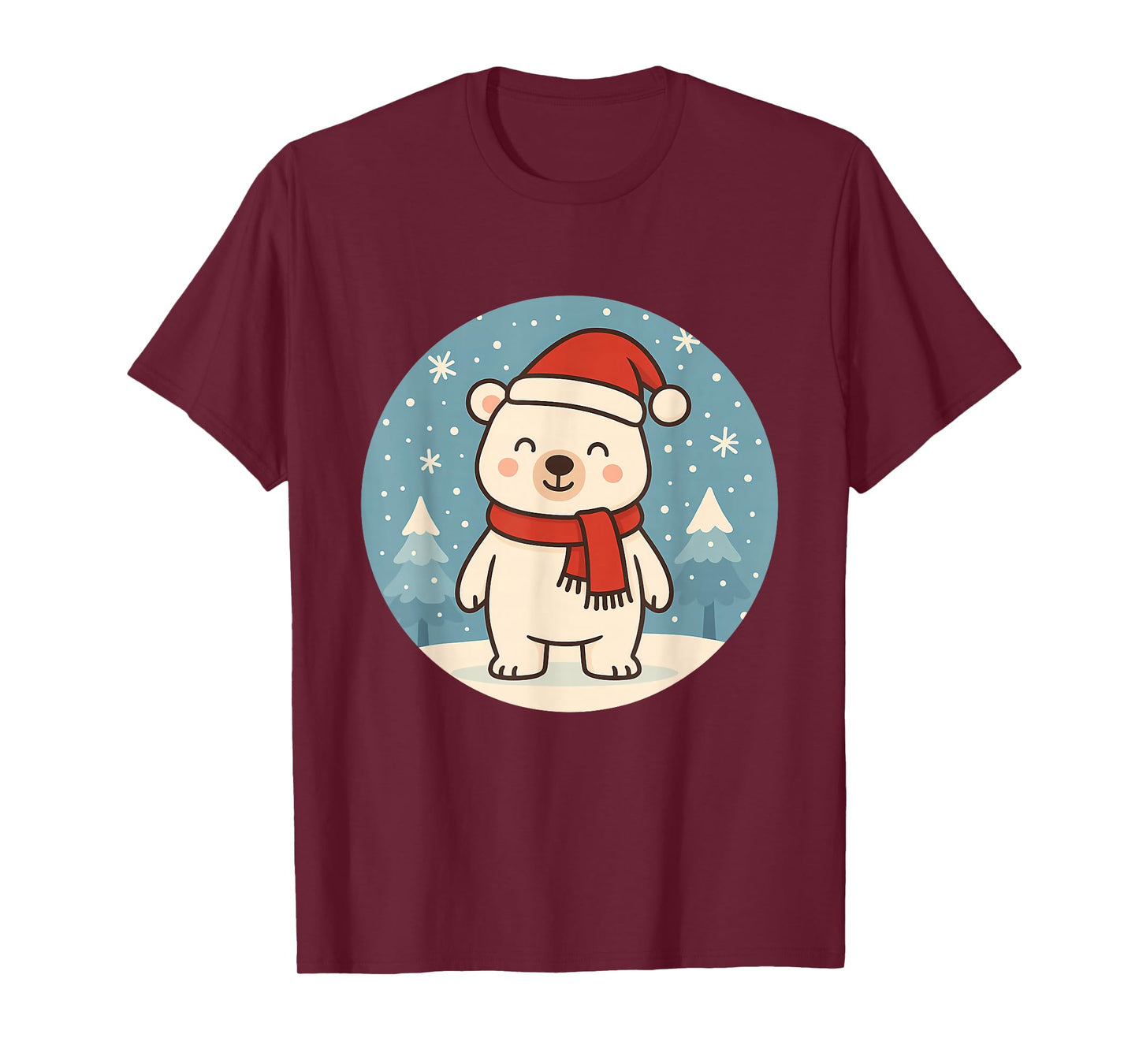 Cute Polar Bear with Hat and Scarf T-Shirt