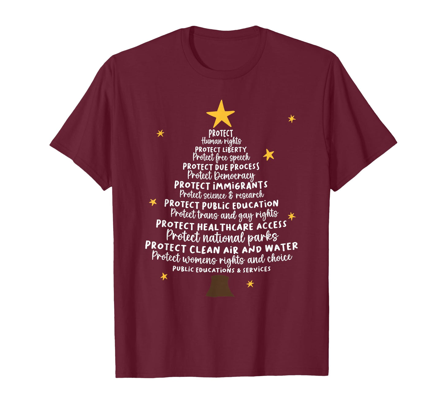 Protect Democracy Christmas Tree Subtle Anti Trump T-Shirt