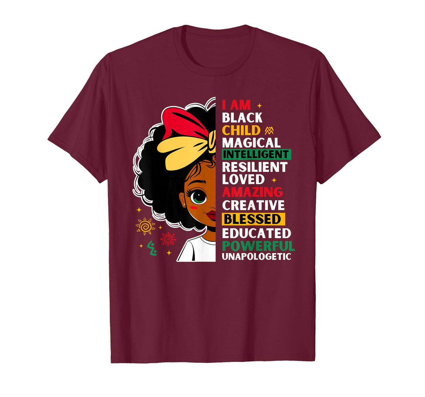 Black History Month African American Girls Kids Melanin T-Shirt