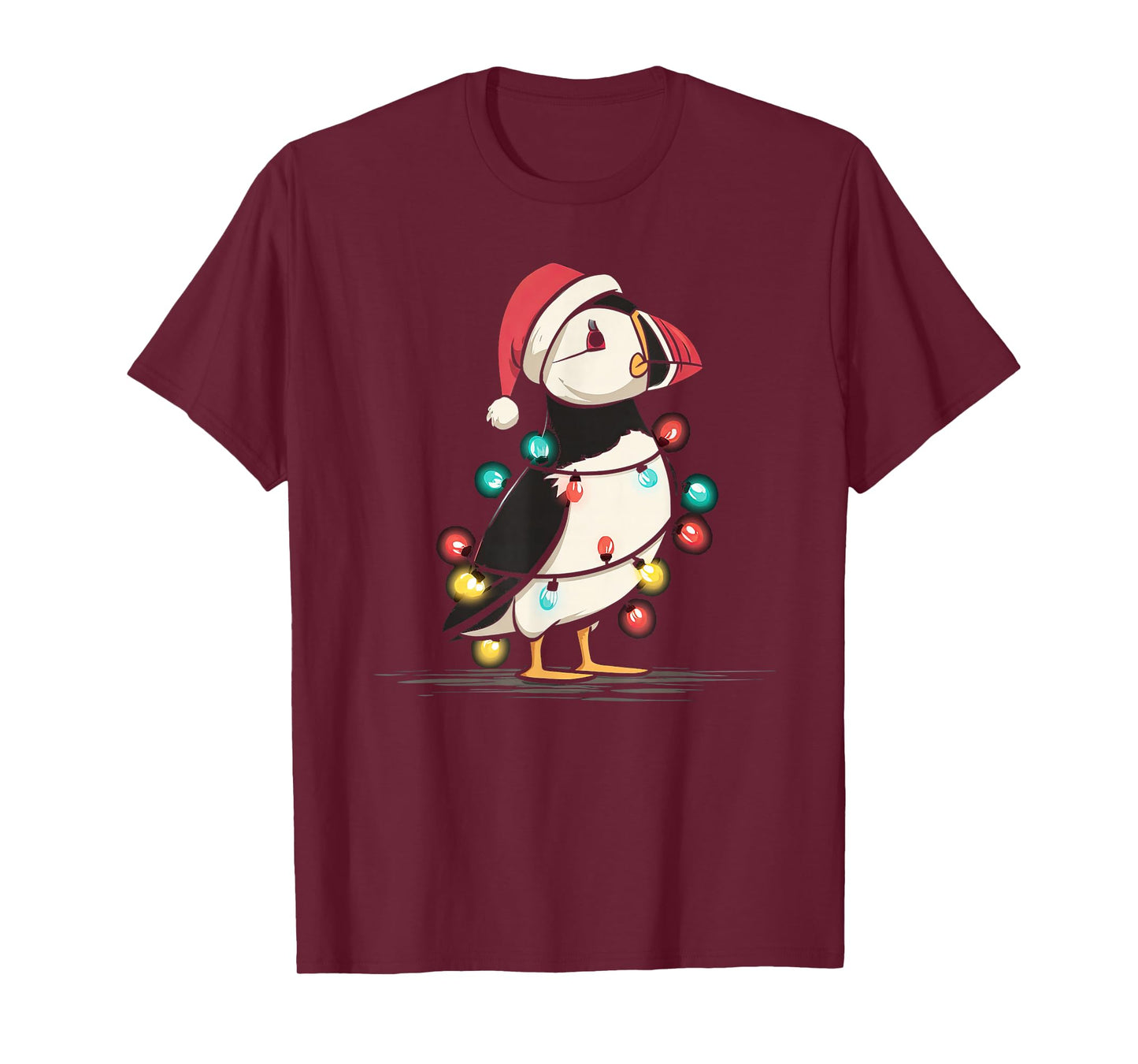 Funny Puffin Christmas Graphics Animal Lights Lover T-Shirt