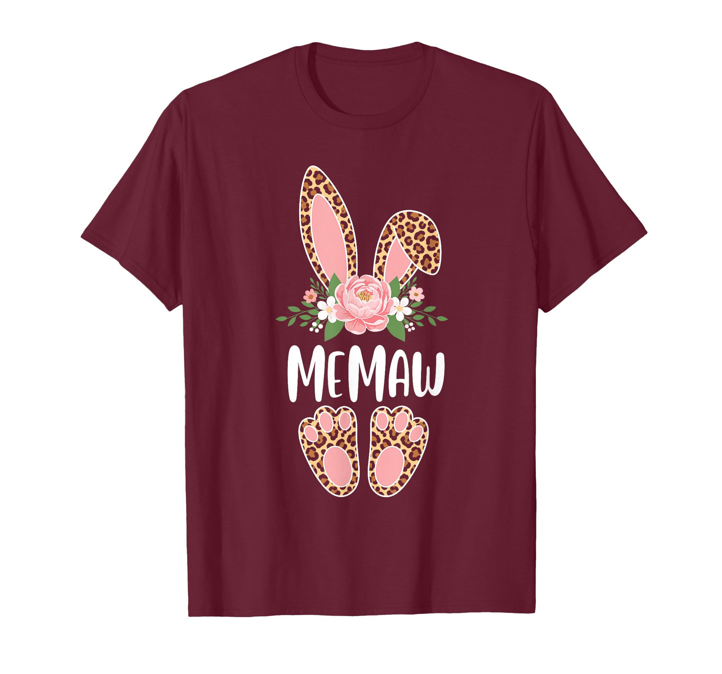 Floral Leopard Memaw Bunny Happy Easter Spring T-Shirt