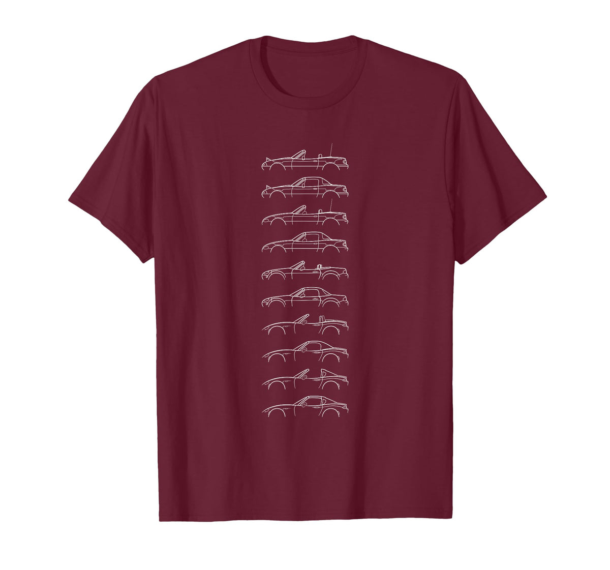 Every Miata Ever! NA NB NC ND Convertible T-Shirt