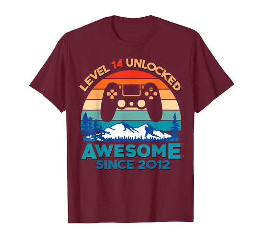 Level 14 Unlocked 14th Birthday Boy Game Turning 14 Year Old T-Shirt