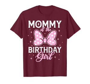 Mommy of The Birthday Girl Pink Bow Family Matching Mouse T-Shirt
