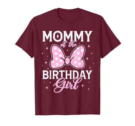 Mommy of The Birthday Girl Pink Bow Family Matching Mouse T-Shirt