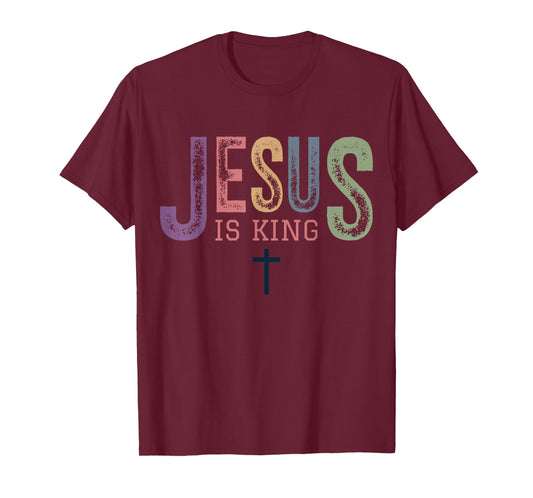 Jesus is King Cross Subtle Christian Minimal Religious Faith T-Shirt
