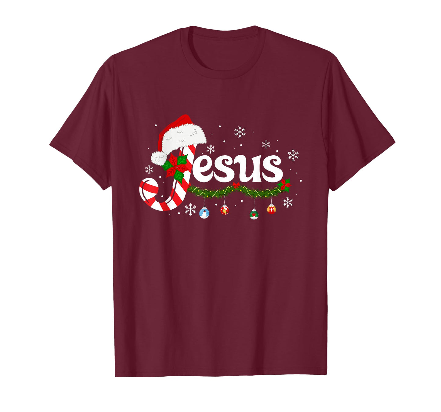 Christmas Letter J for Jesus Christian Candy Cane Santa Hat T-Shirt