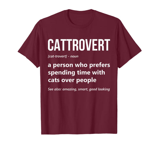 Cat Lover Funny Cattrovert Definition Kitty Kitten Cat Mom T-Shirt