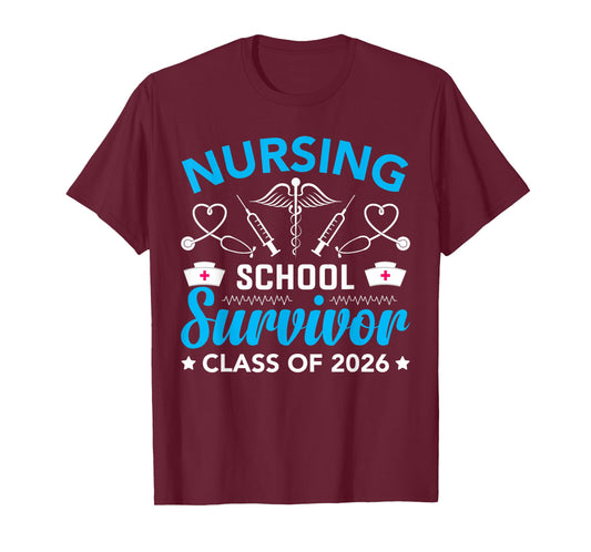 Nursing School Survivor 2026 Nurse Graduate Graduation RN ER T-Shirt