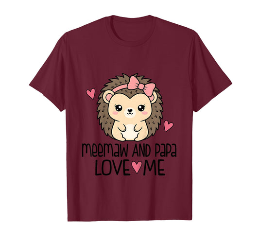 Meemaw and Papa Love Me Grandchild Hedgehog T-Shirt
