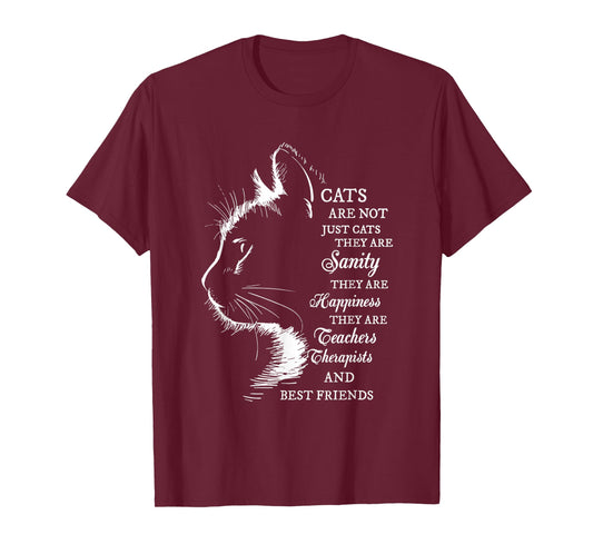 Cat Lover Feline Therapy Inspirational Cat Mom Pet Lover T-Shirt