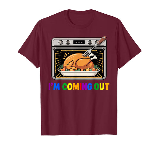 Thanksgiving Turkey Coming Out Funny Humor Gay T-Shirt