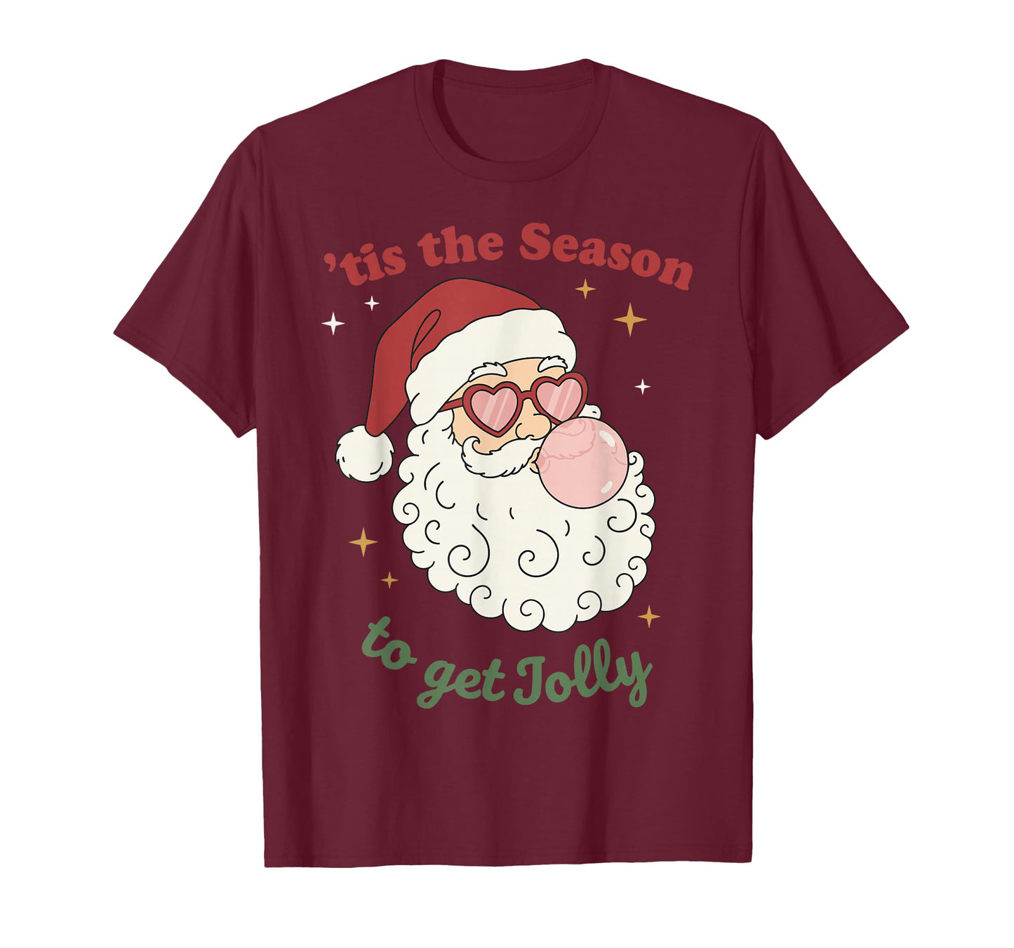 Retro Santa Claus Bubble Gum Tis The Season to Get Jolly T-Shirt