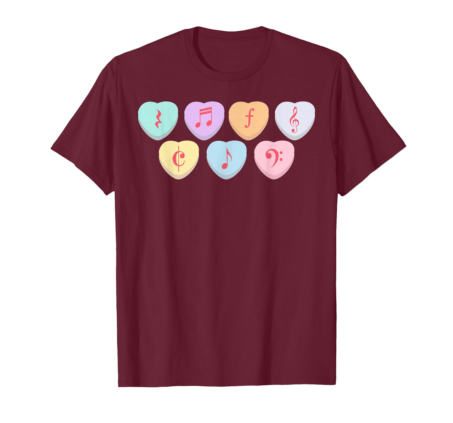 Music Teacher Valentines Candy Heart Musical Notes T-Shirt