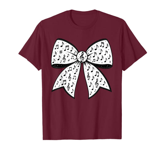 Music Notes Coquette Bow Music Teacher School Musician Band T-Shirt
