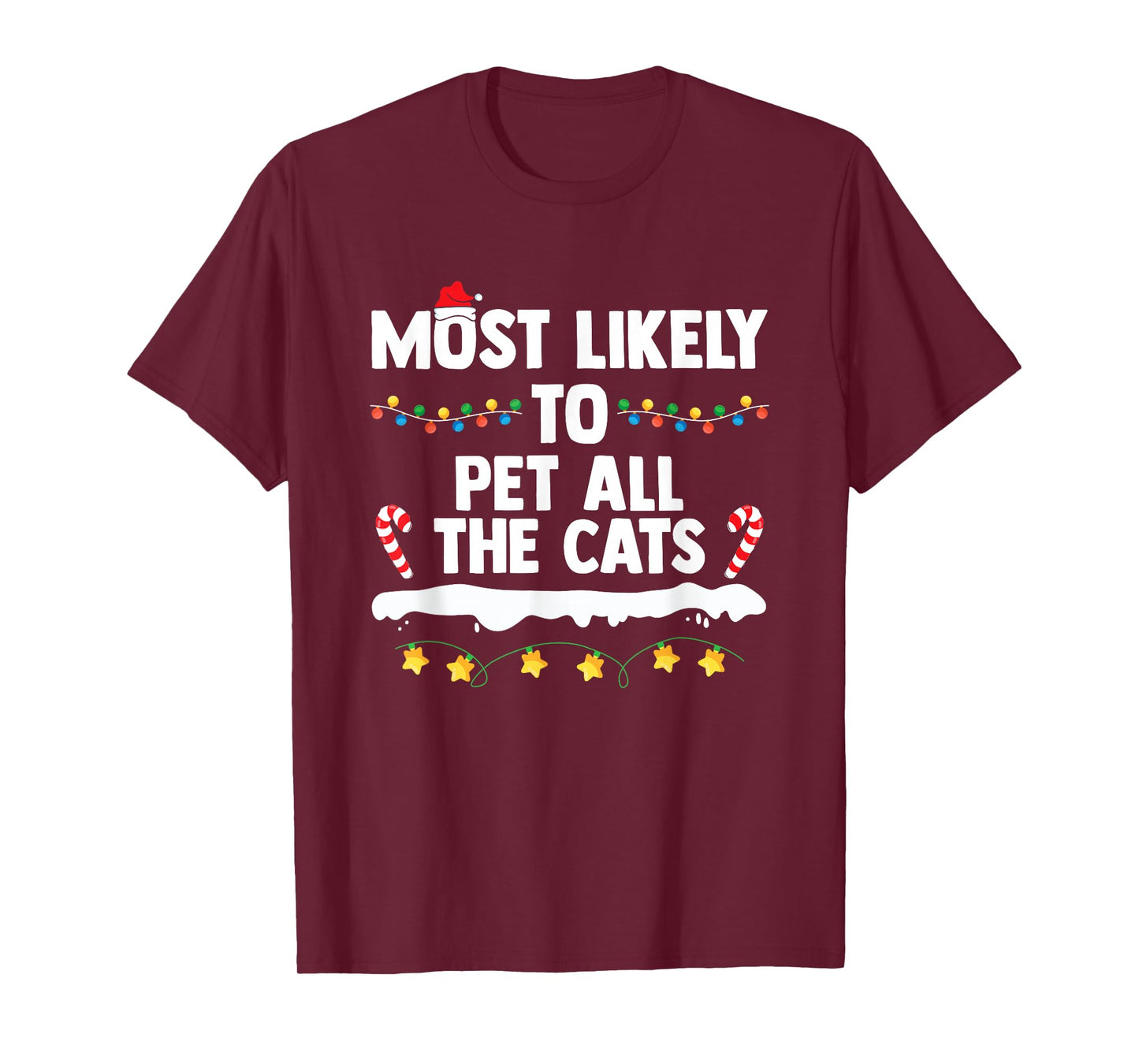 Most Likely to Pet All The Cats Matching Family Christmas T-Shirt