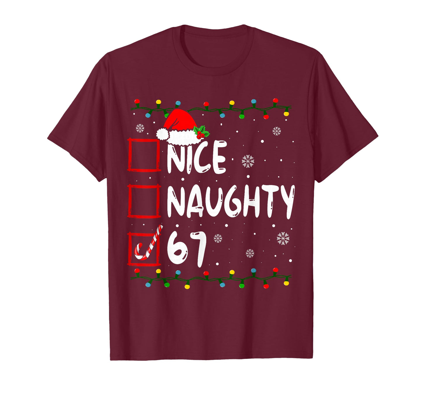 Nice Naughty 6 7 Meme 67 Christmas Six Seven Xmas Boys Kids T-Shirt