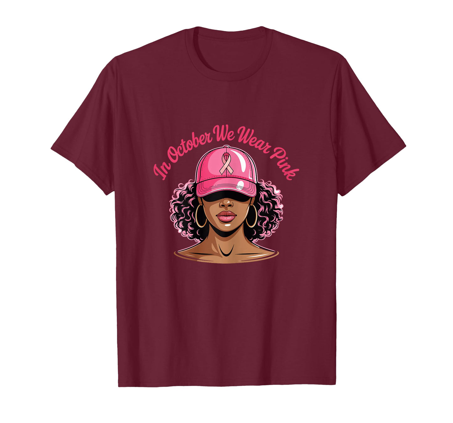 in October We Wear Pink Black Women Breast Cancer Awareness T-Shirt