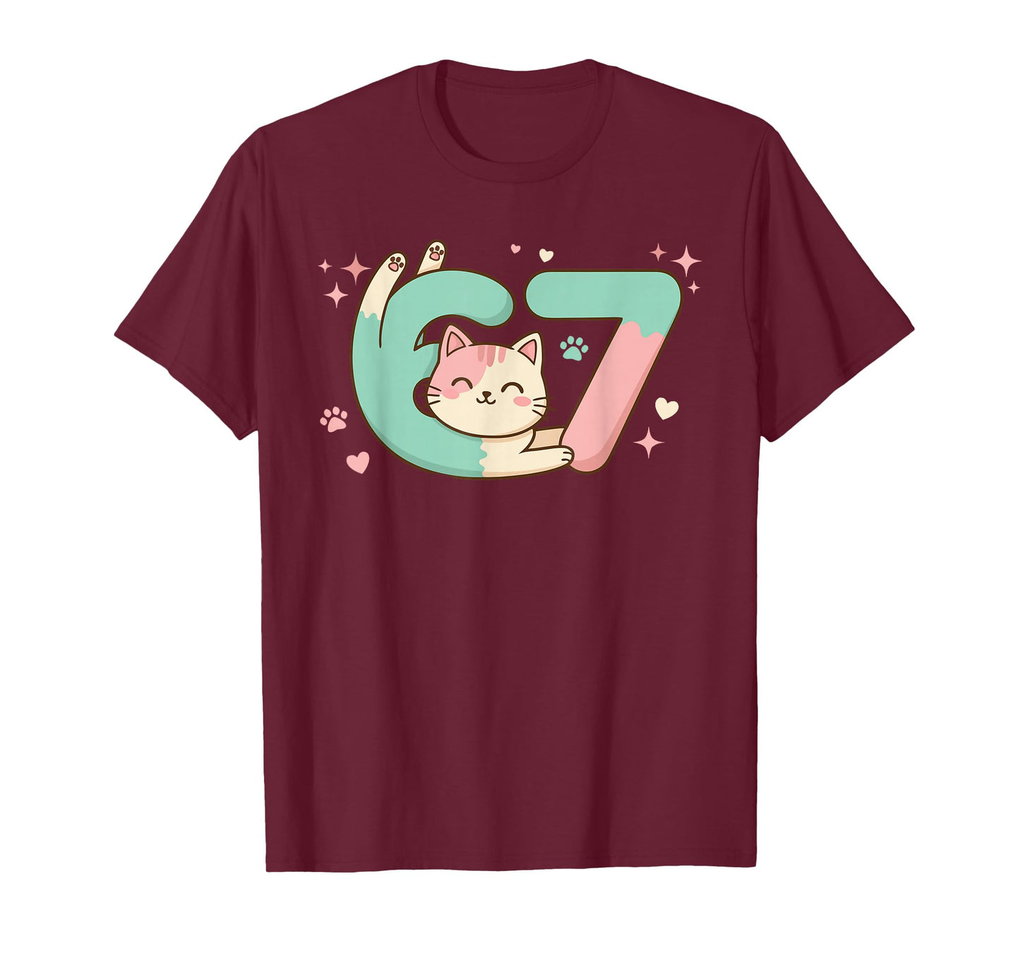67 Funny Cute Cat Six Seven Meme Gen Z Alpha Humor Lovers T-Shirt